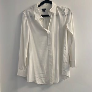 Theory white viscose silk blouse size Small